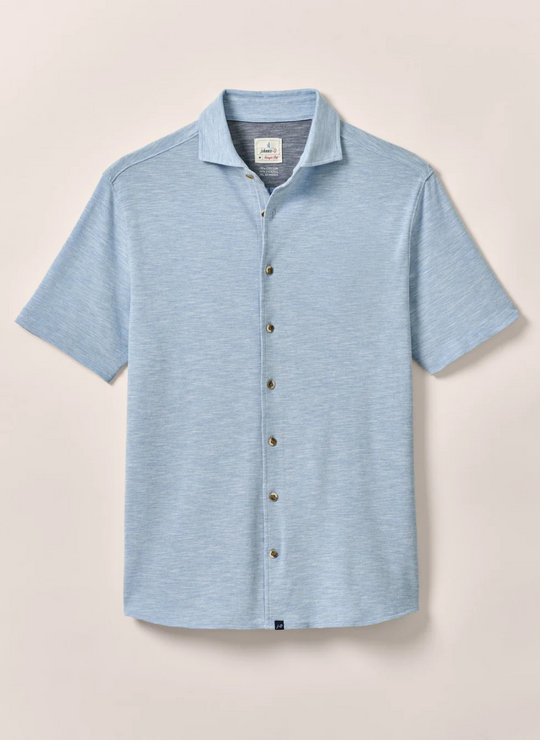 Johnnie-O Tasca Short-Sleeve Knit Pique Button-Up Shirt In Laguna Blue