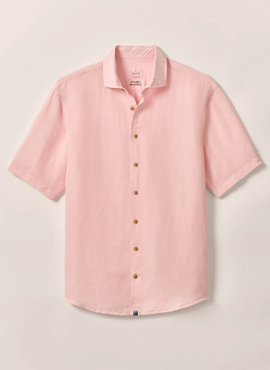 Johnnie-O Gianni Short Sleeve Hangin' Out Linen Button Up Shirt In Petal