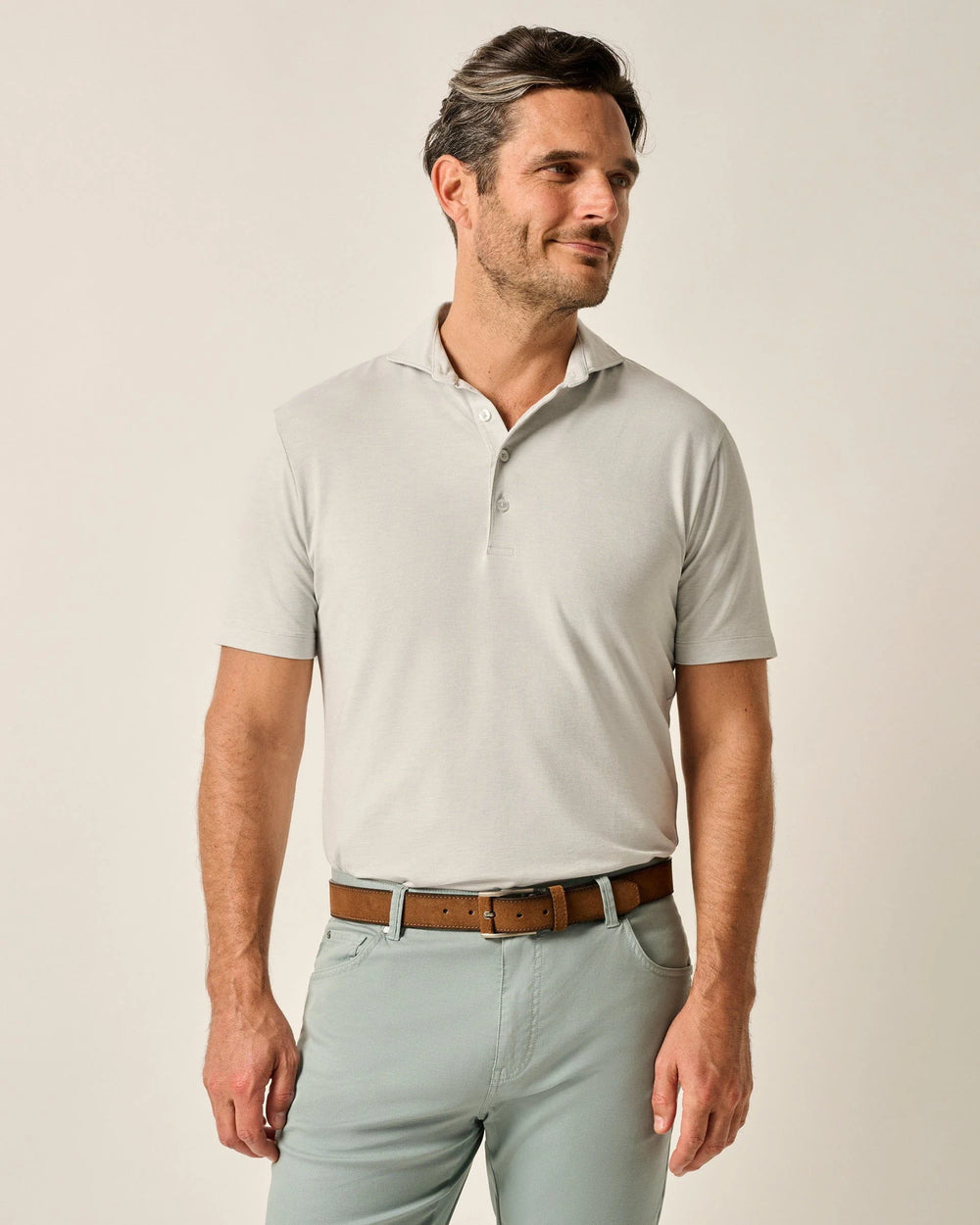 Johnnie-O Idris Top Shelf Polo In Light Gray