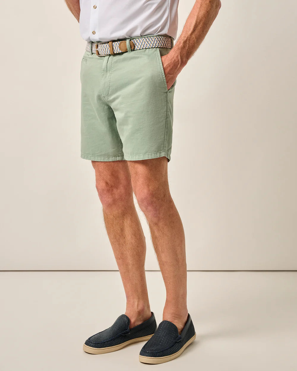 Melrose Cotton Linen Shorts In Blue Surf