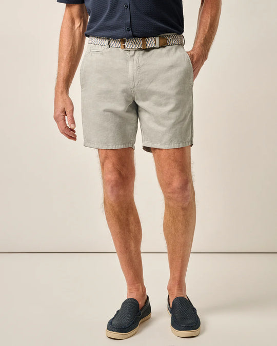 Melrose Cotton Linen Shorts In Light Gray