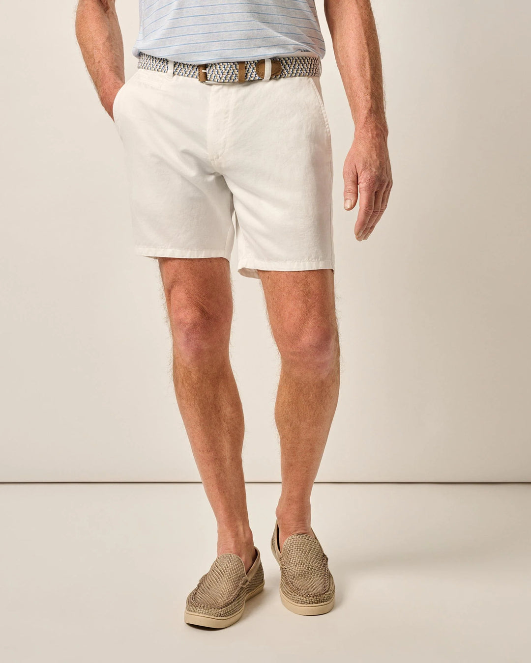 Johnnie-O Melrose Cotton Linen Shorts In White