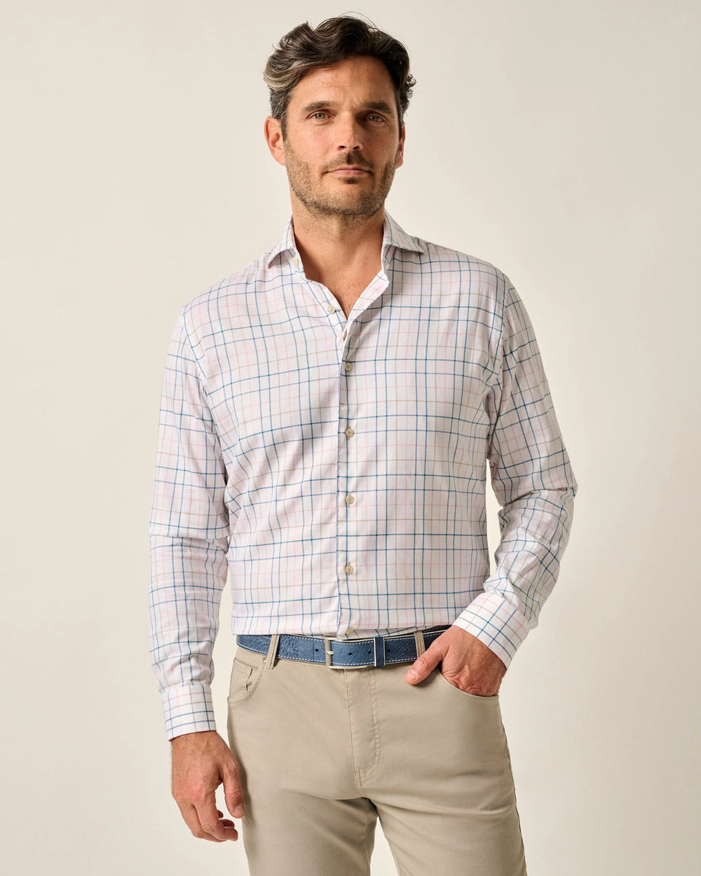Johnnie-O Peyton Top Shelf Button Up Shirt In White