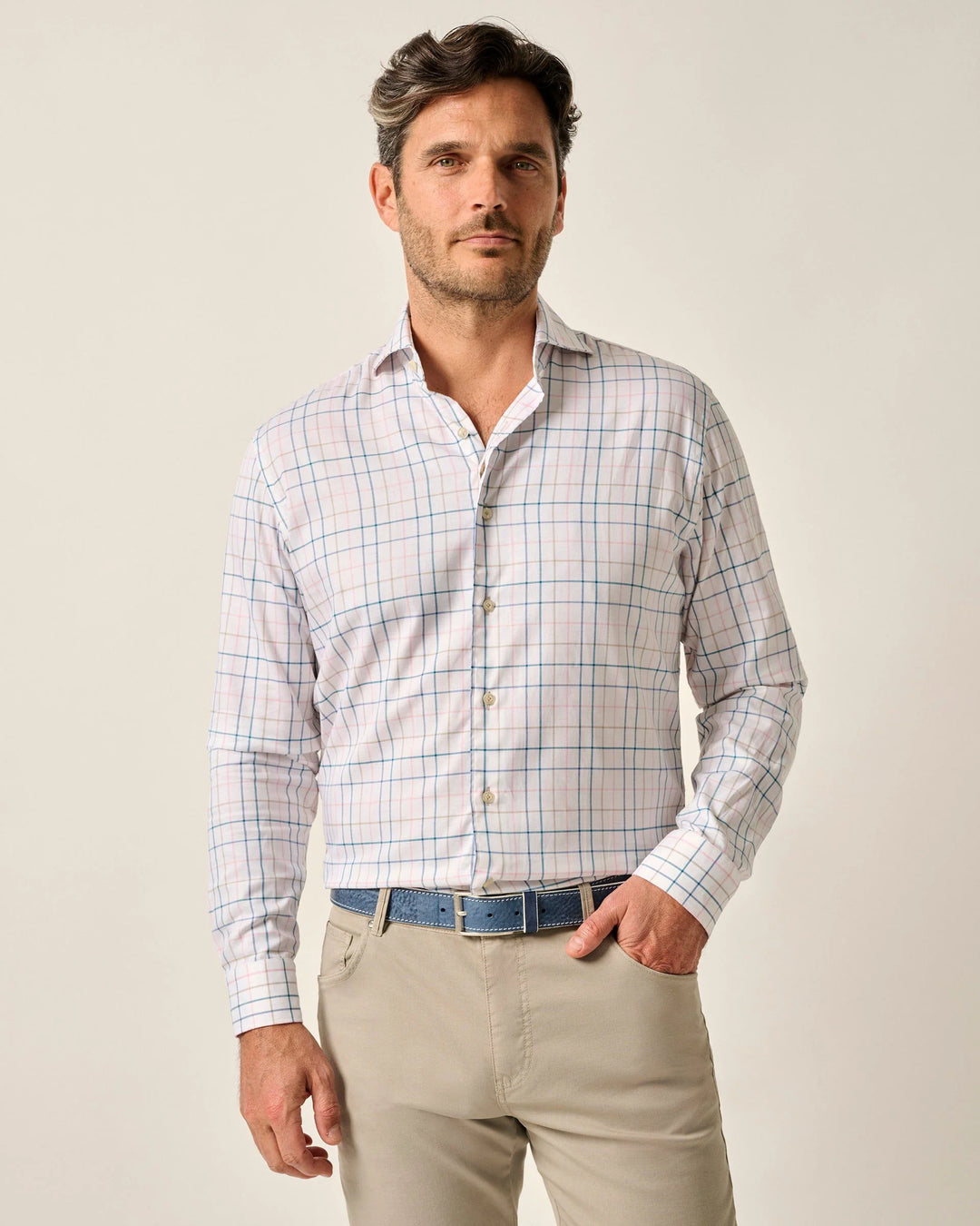 Johnnie-O Peyton Top Shelf Button Up Shirt In White