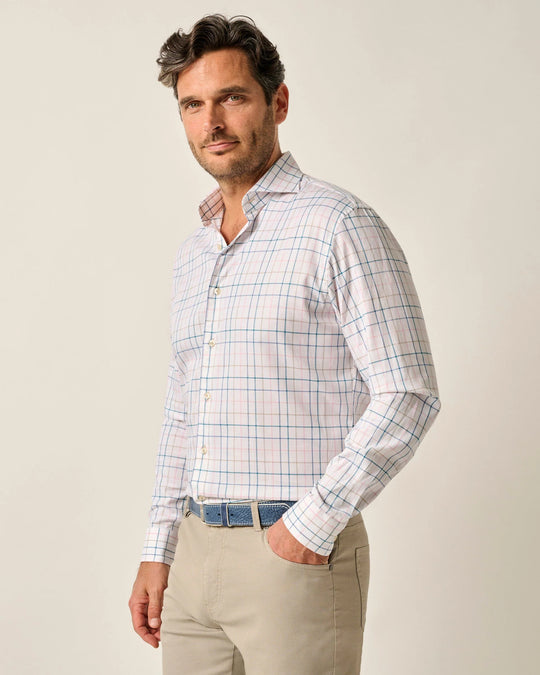 Johnnie-O Peyton Top Shelf Button Up Shirt In White