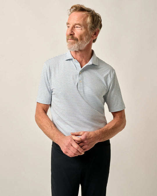 Johnnie-O Vik Performance Jersey Polo In Barrels Blue