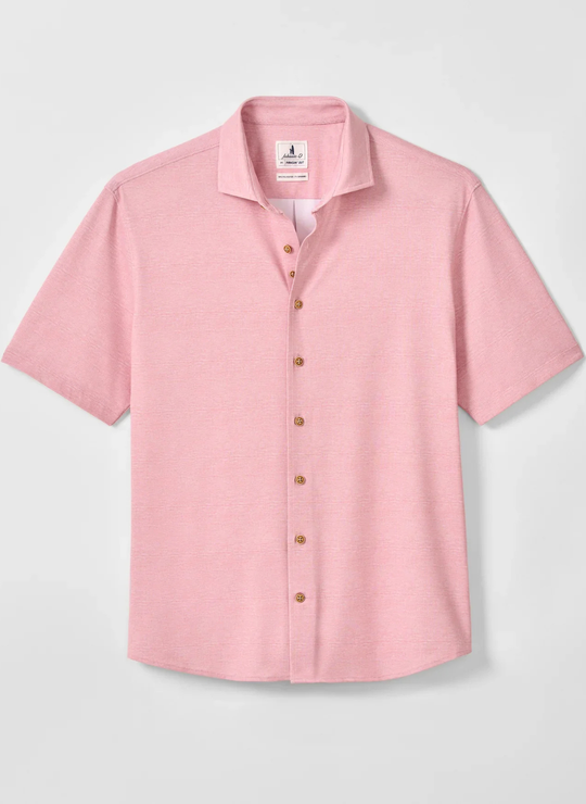 Breck Printed Mesh Short Sleeve Button Up Shirt In Snapper