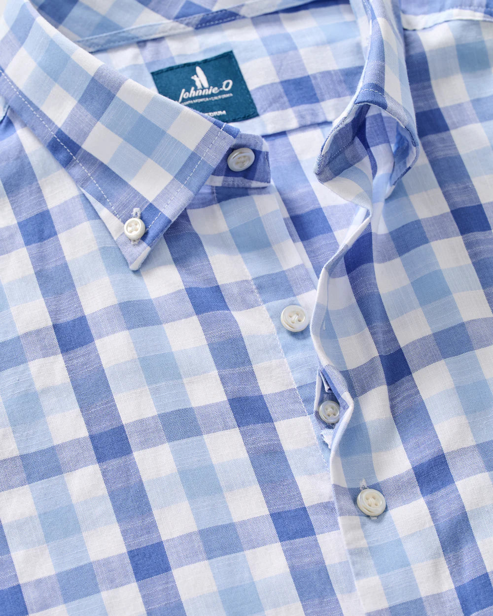 Slub Cotton Button Down Shirt - Candler Exploded Check in Malibu