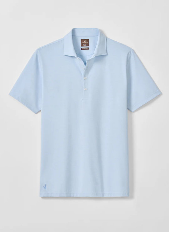 Fine Pique Knit 4-Button Polo - Elba Solid in Airy Blue