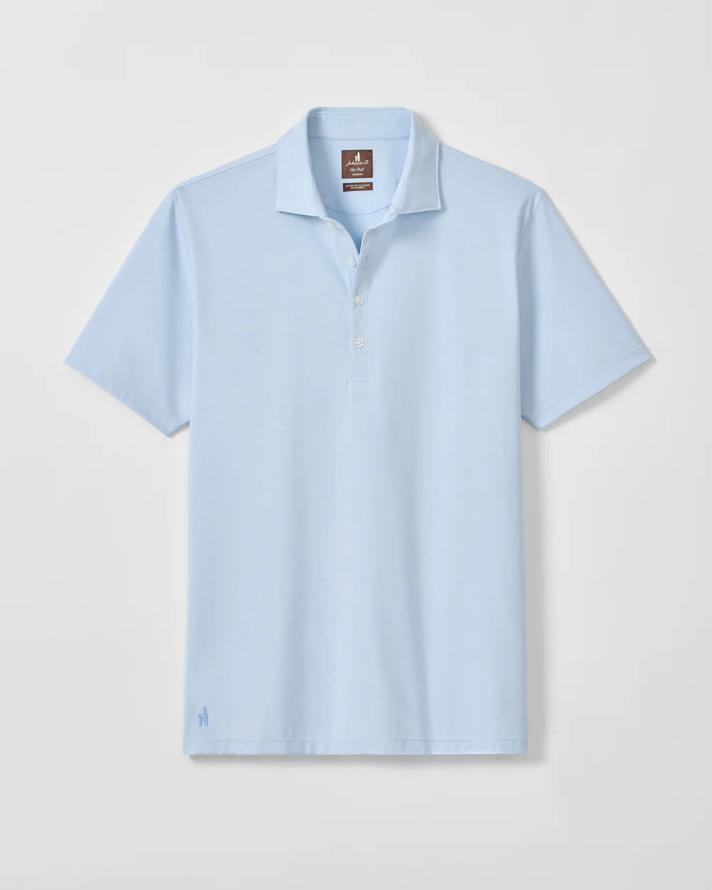 Fine Pique Knit 4-Button Polo - Elba Solid in Airy Blue
