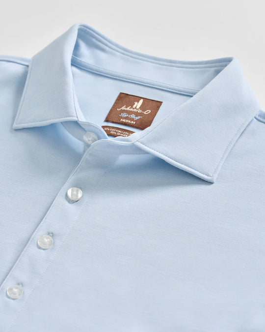 Fine Pique Knit 4-Button Polo - Elba Solid in Airy Blue