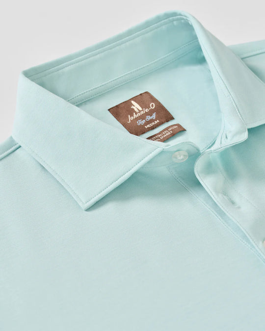 Fine Pique Knit 4-Button Polo - Elba Solid in Blue Crush