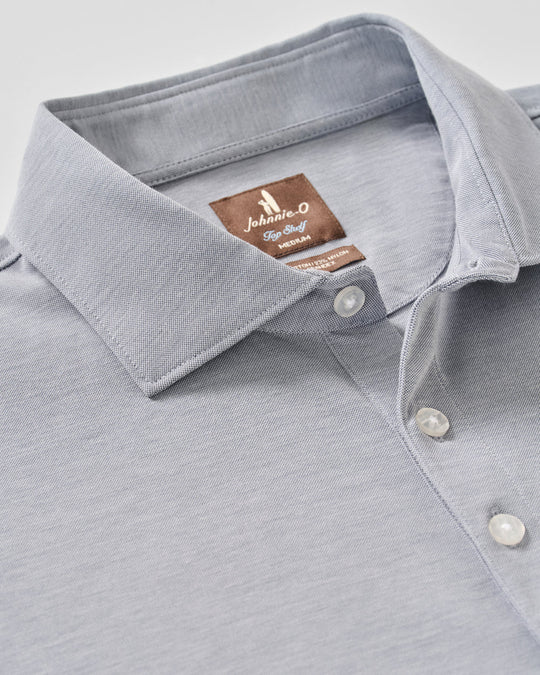 Fine Pique Knit 4-Button Polo - Elba Solid in Midnight