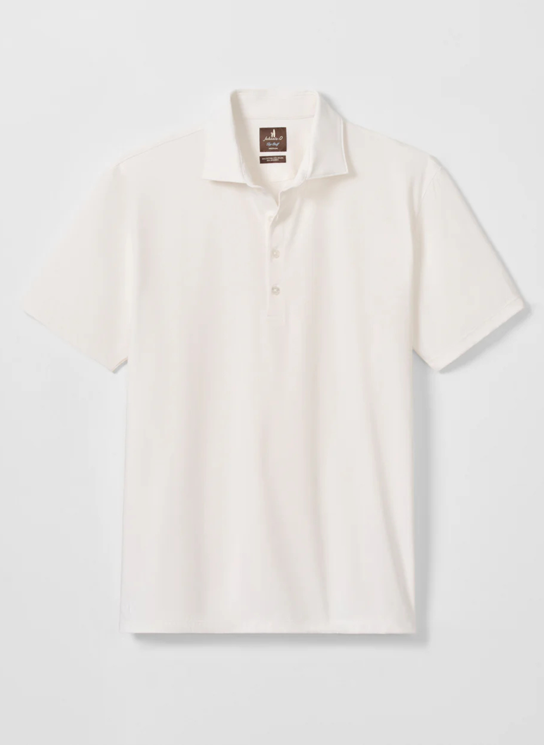 Fine Pique Knit 4-Button Polo - Elba Solid in White