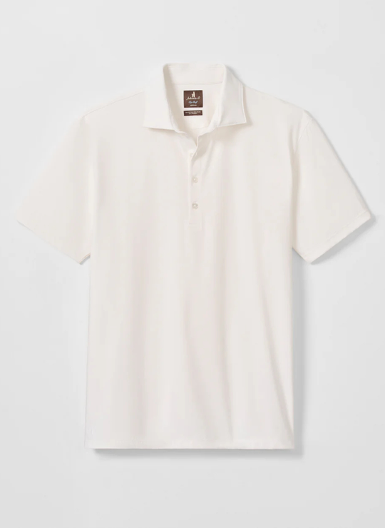 Fine Pique Knit 4-Button Polo - Elba Solid in White