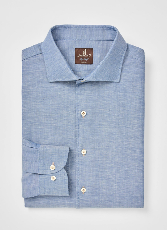 Koda Top Shelf Linen Button Down Shirt In Laguna Blue
