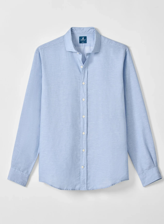 McCarthy Linen Blend Button Down Shirt In Malibu