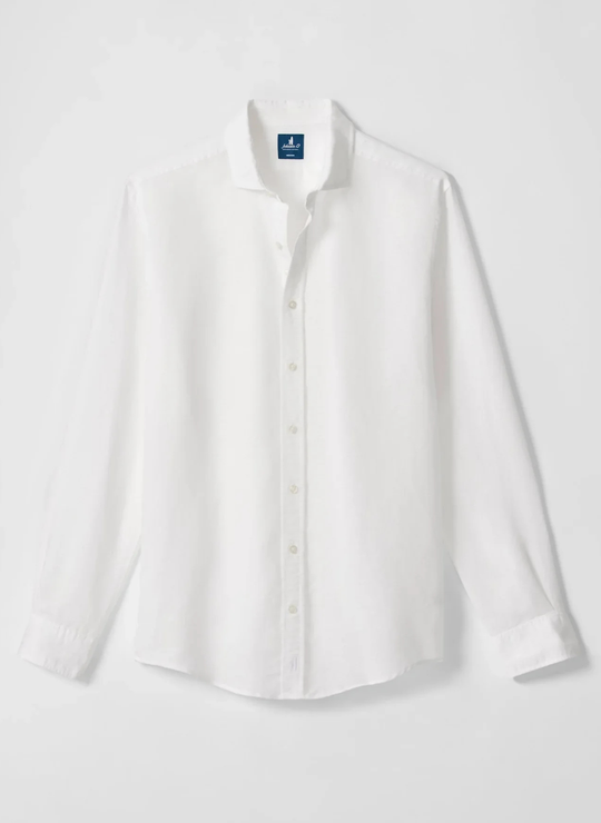 McCarthy Linen Blend Button Down Shirt In White