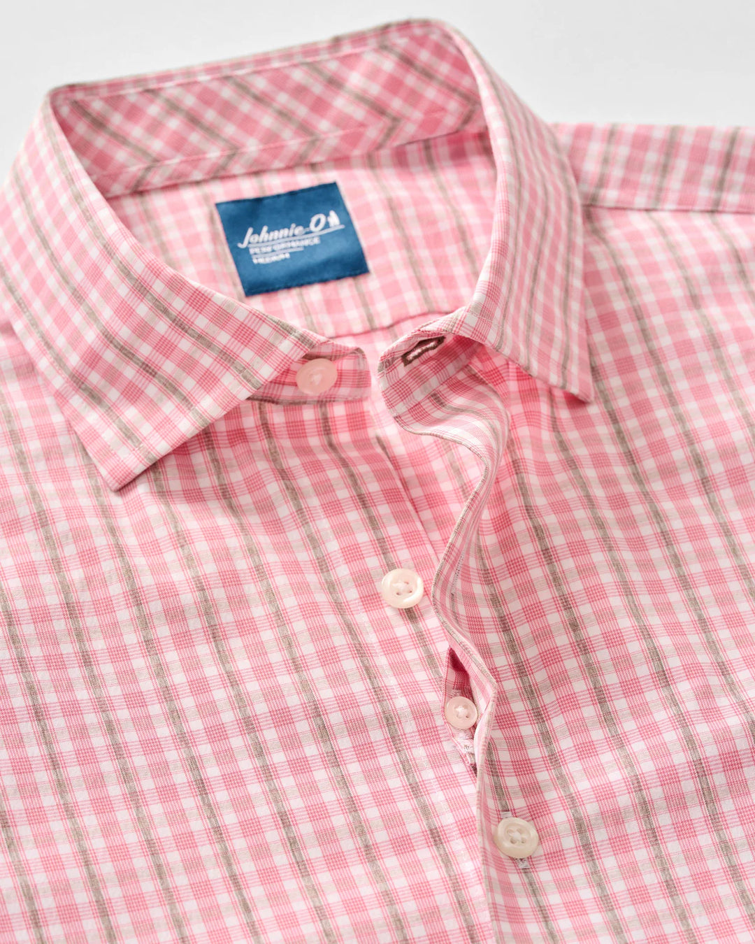 Everyday Performance Button Down Shirt - Morse Plaid in Petal
