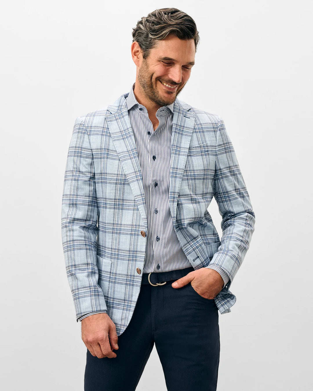 Samuel Top Shelf Printed Knit Sport Coat In Gulf Blue