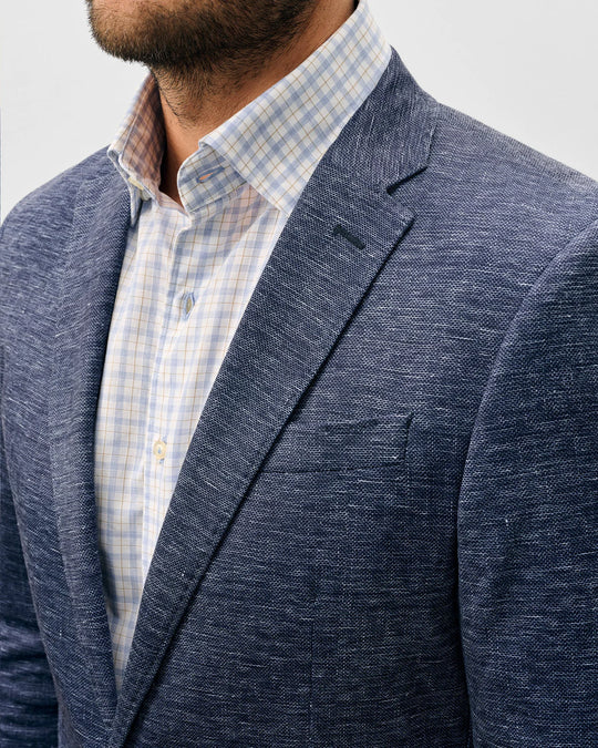 Printed Knit Stretch Sport Coat - Swindon Solid in Navy