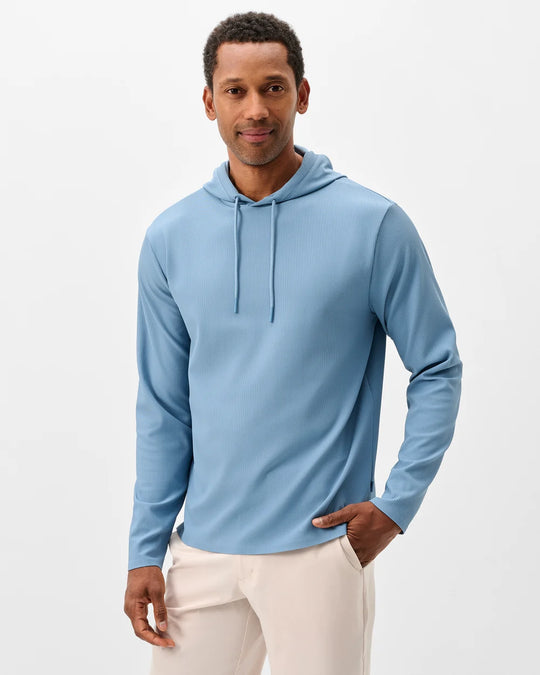 Hoppin Ribbed Knit Performance Hoodie In Carbon Fiber