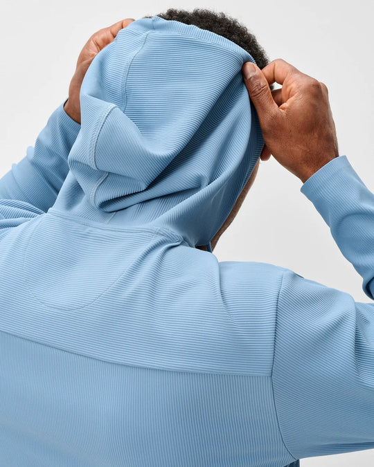 Hoppin Ribbed Knit Performance Hoodie In Carbon Fiber