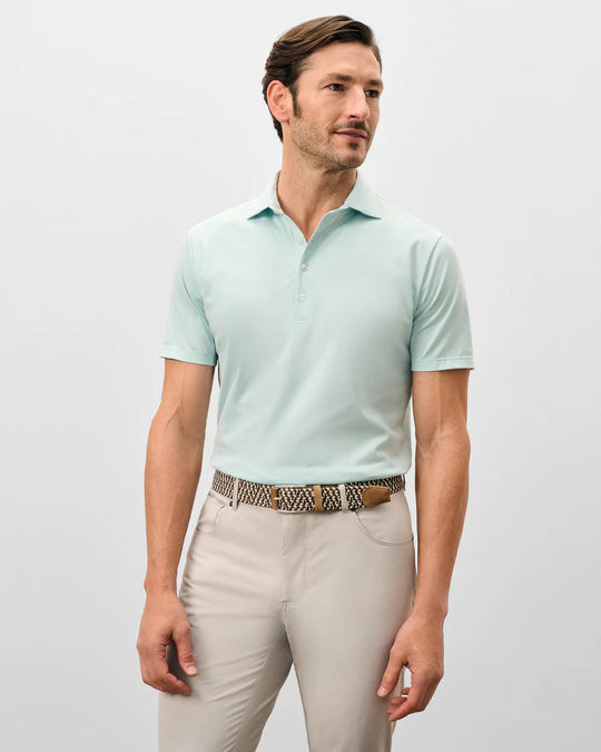Fine Pique Knit 4-Button Polo - Elba Solid in Blue Crush