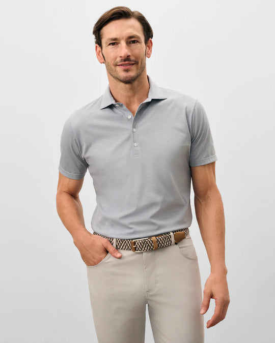 Fine Pique Knit 4-Button Polo - Elba Solid in Midnight