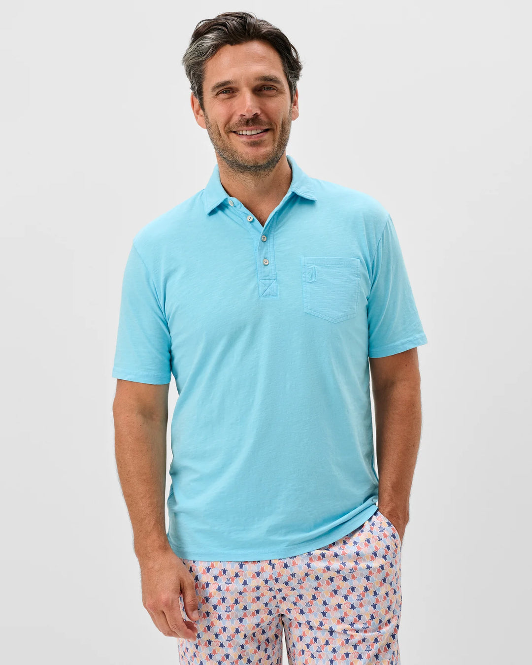 Coastal Wash Original 4-Button Polo In Topaz