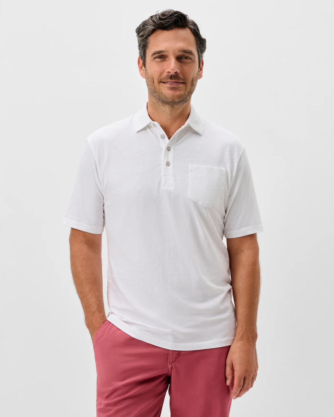 Coastal Wash Original 4-Button Polo In White