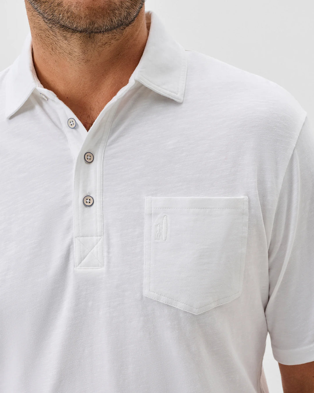 Coastal Wash Original 4-Button Polo In White