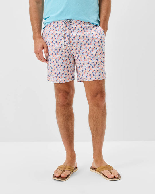 Shelly Half Elastic 7" Swim Trunks In White
