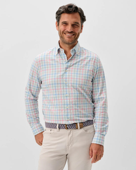 Everyday Performance Button Down Shirt - Bingham Tattersall in Gulf Blue