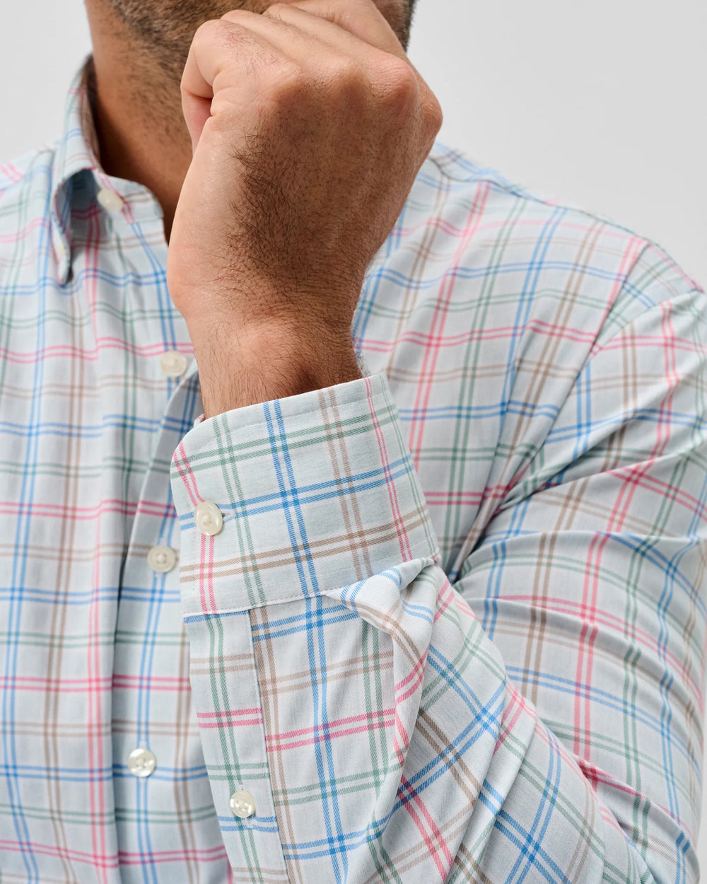 Everyday Performance Button Down Shirt - Bingham Tattersall in Gulf Blue