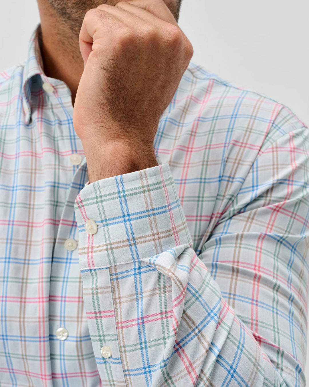 Everyday Performance Button Down Shirt - Bingham Tattersall in Gulf Blue