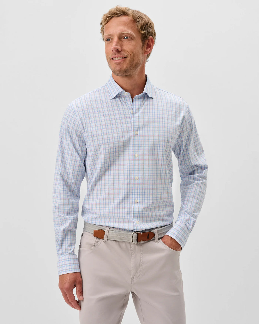 Salvadore Everyday Performance Button Down Shirt In White