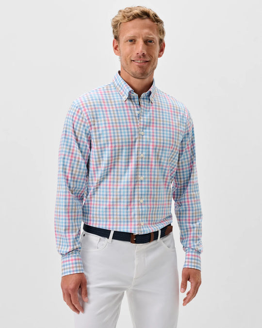 Yosef Everyday Performance Button Down Shirt In Navy