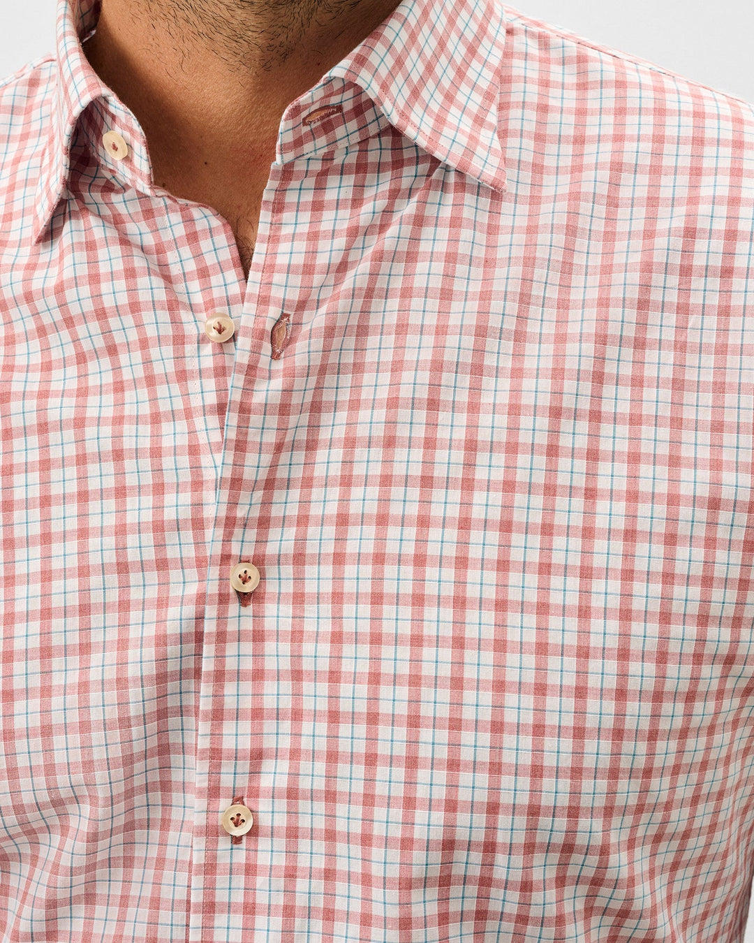 Trauber Cotton Button Down Shirt In Malibu Red