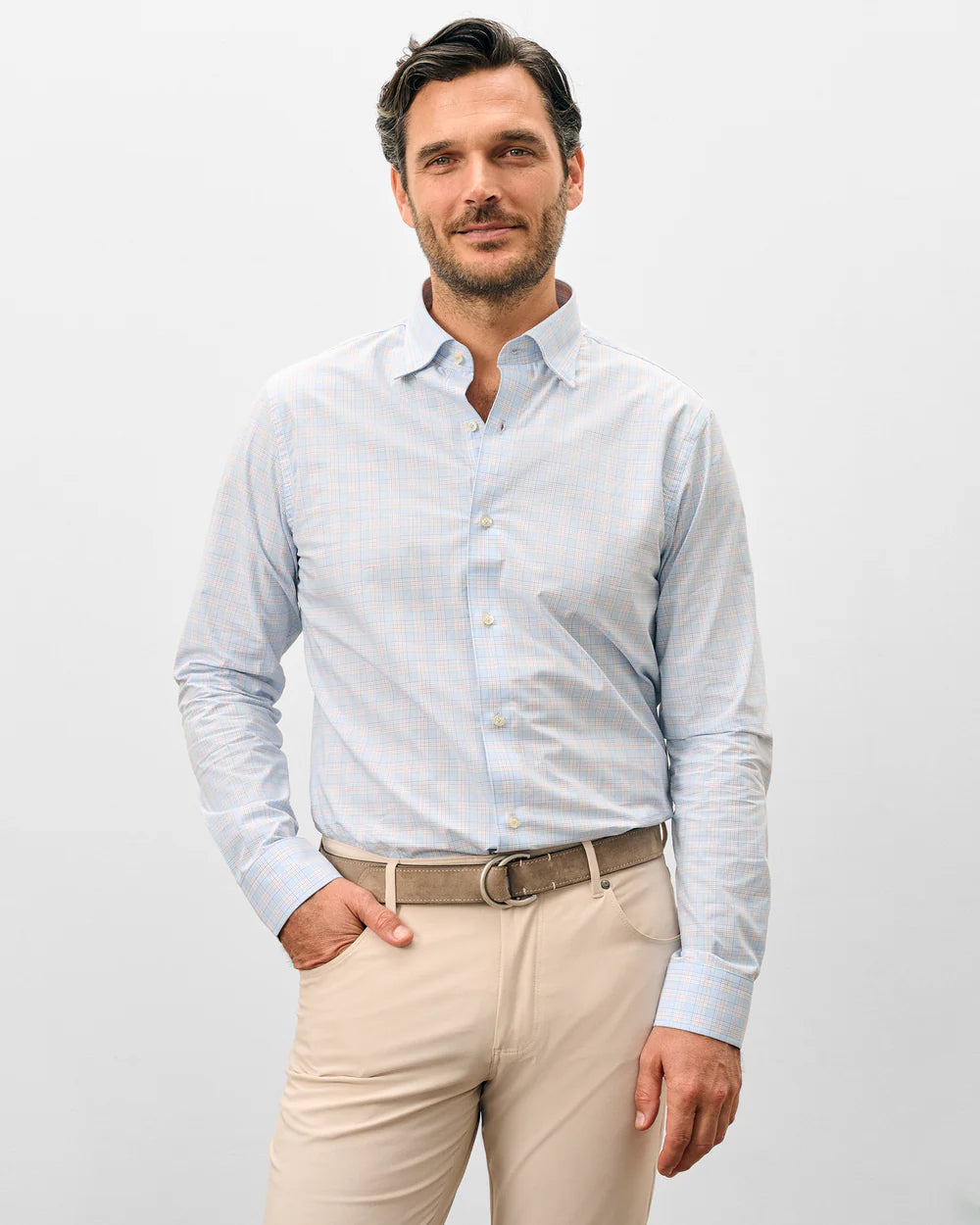 Chadwick Cotton Button Down Shirt in Malibu