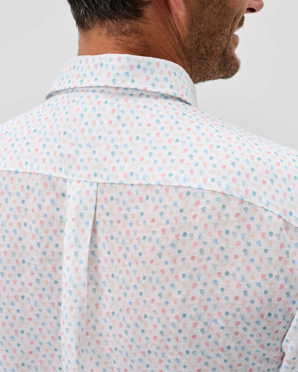 Cash Bar Linen Blend Short Sleeve Button Down Shirt In White