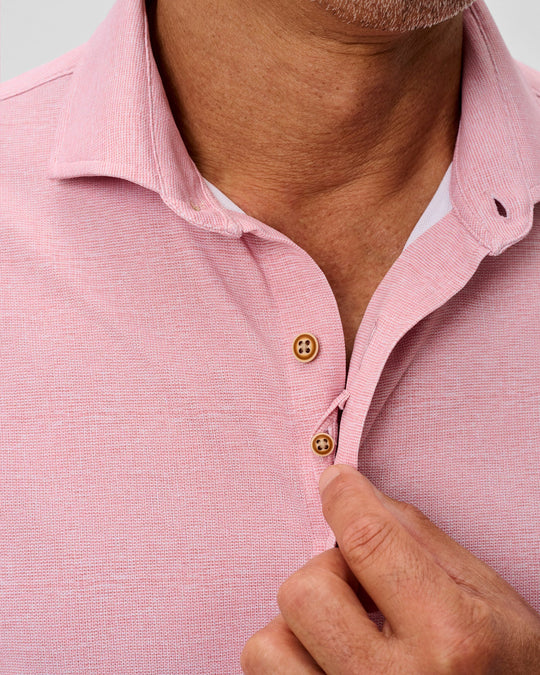 Breck Printed Mesh Short Sleeve Button Up Shirt In Snapper