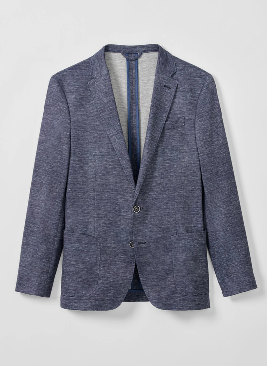 Printed Knit Stretch Sport Coat - Swindon Solid in Navy