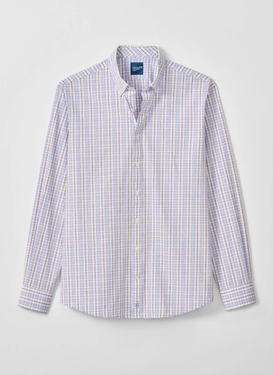 Everyday Performance Button Down Shirt - Tinsley Plaid in Laguna Blue