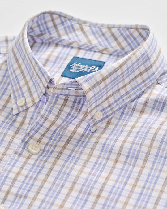 Everyday Performance Button Down Shirt - Tinsley Plaid in Laguna Blue