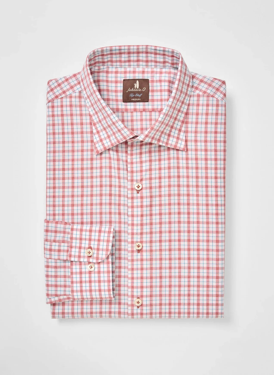 Trauber Cotton Button Down Shirt In Malibu Red