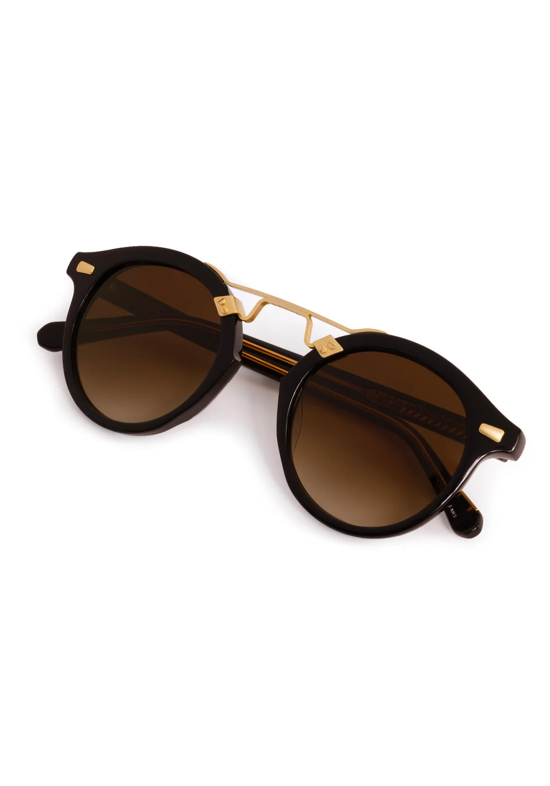 Krewe STL II Sunglasses In Black + Black Tea 18K