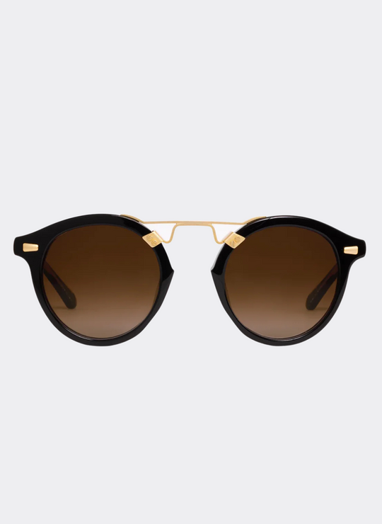 Krewe STL II Sunglasses In Black + Black Tea 18K