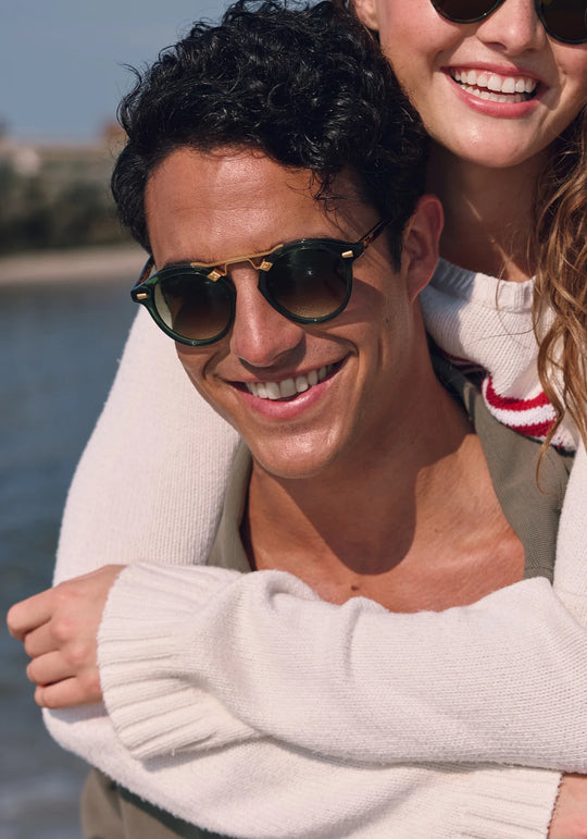 Krewe STL II Sunglasses In Bottle Green + Zulu 24K