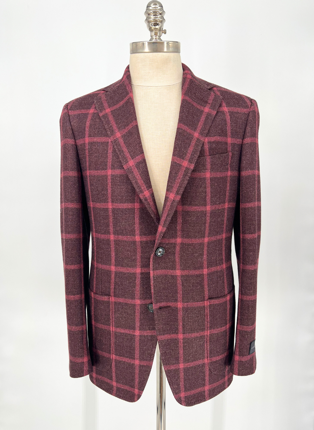 Grey With Cranberry Windowpane Jacket